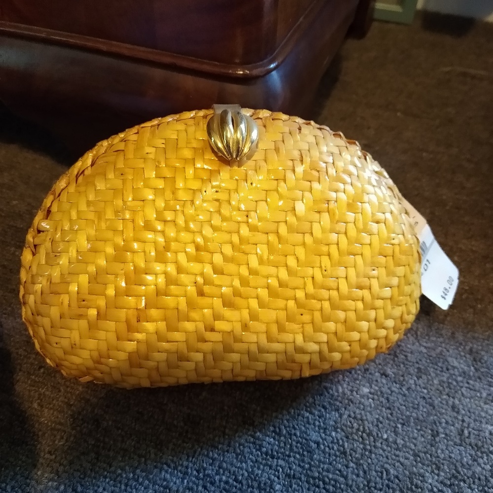 Talbot's Yellow woven clutch purse.